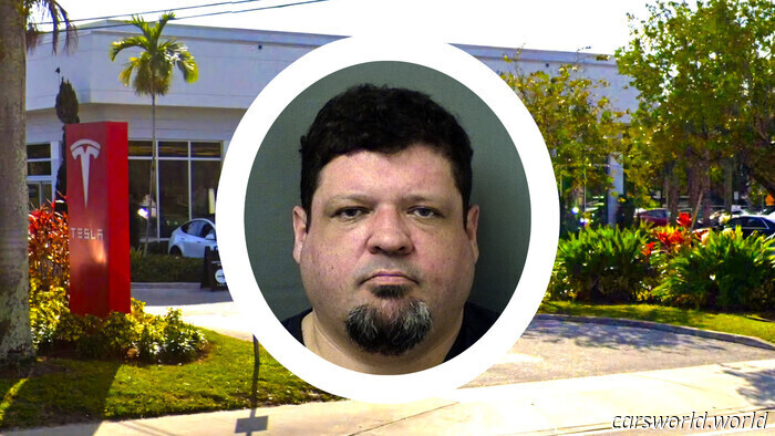 Uomo Rams in Tesla manifestanti in Florida concessionaria in mezzo crescenti tensioni / Carscoops